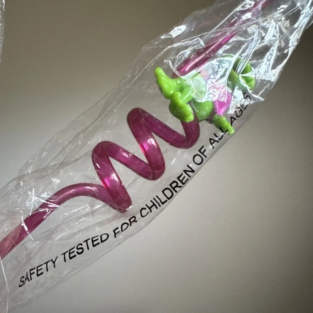 Vintage Lot Of 5 Frog Twirly Straws 4 New And 1 Open Box Birthday Party Fun